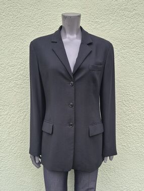 Calvin Klein (Italy) Ladies Vintage Black Pure Wool (3) Button Luxury Blazer